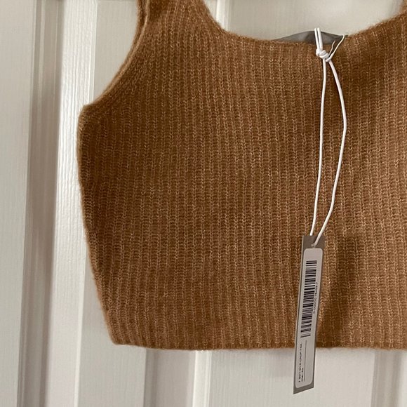 Everlane Tan Camel Square Neck Tank Crop Top Size XS New With Tags - Picture 2 of 7